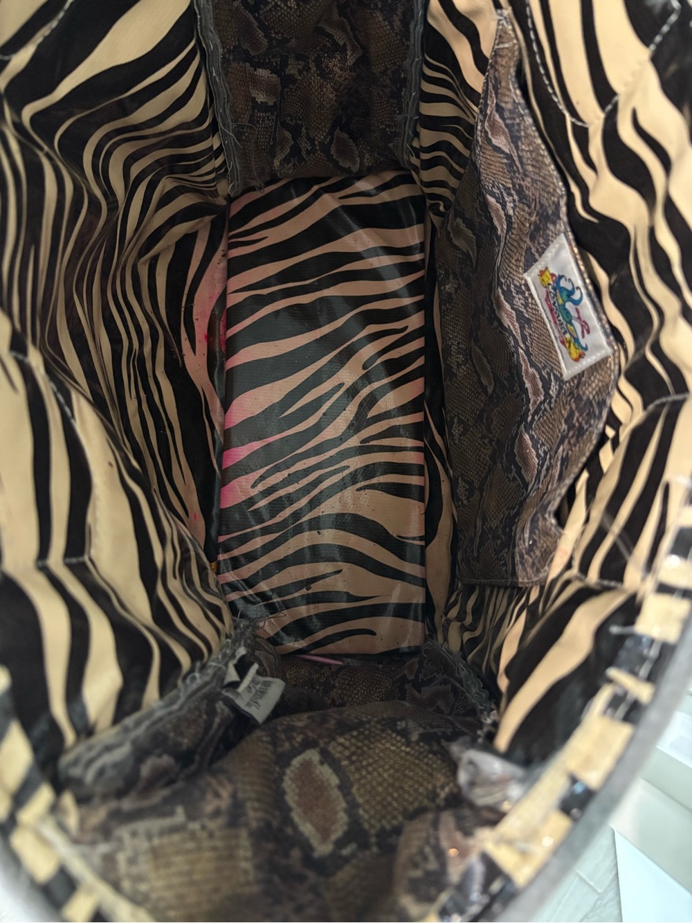 Consuela Metallic Silver Quilted Tote with Snake-Print Sides - Picture 7 of 8